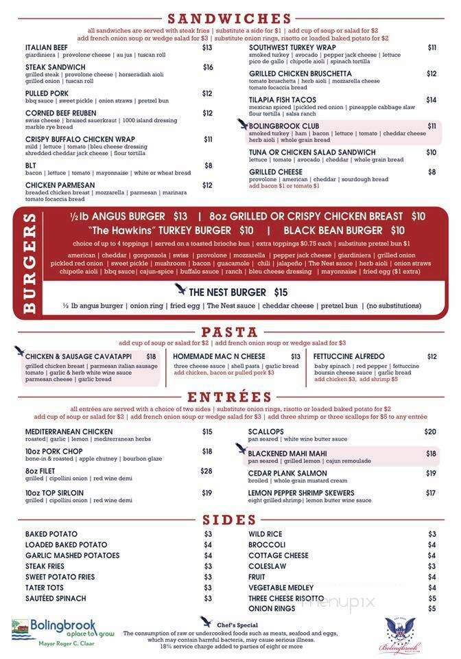 The Nest Bar & Grill at Bolingbrook Golf Club - Bolingbrook, IL menu_pic