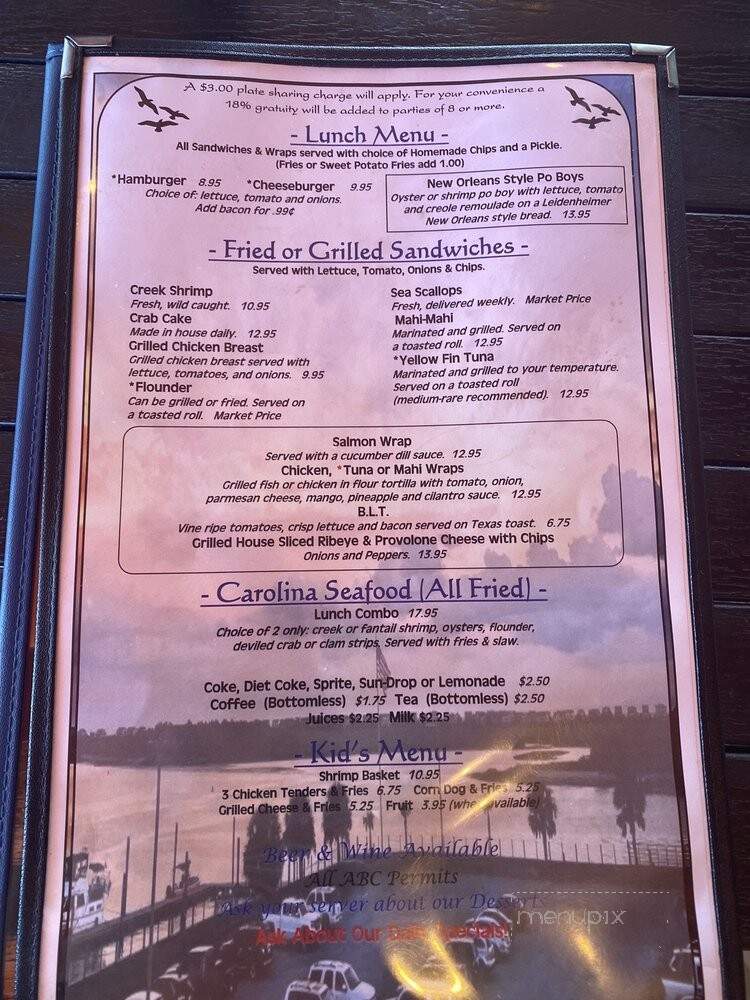 Inlet View Bar Grill - Shallotte, NC menu_pic