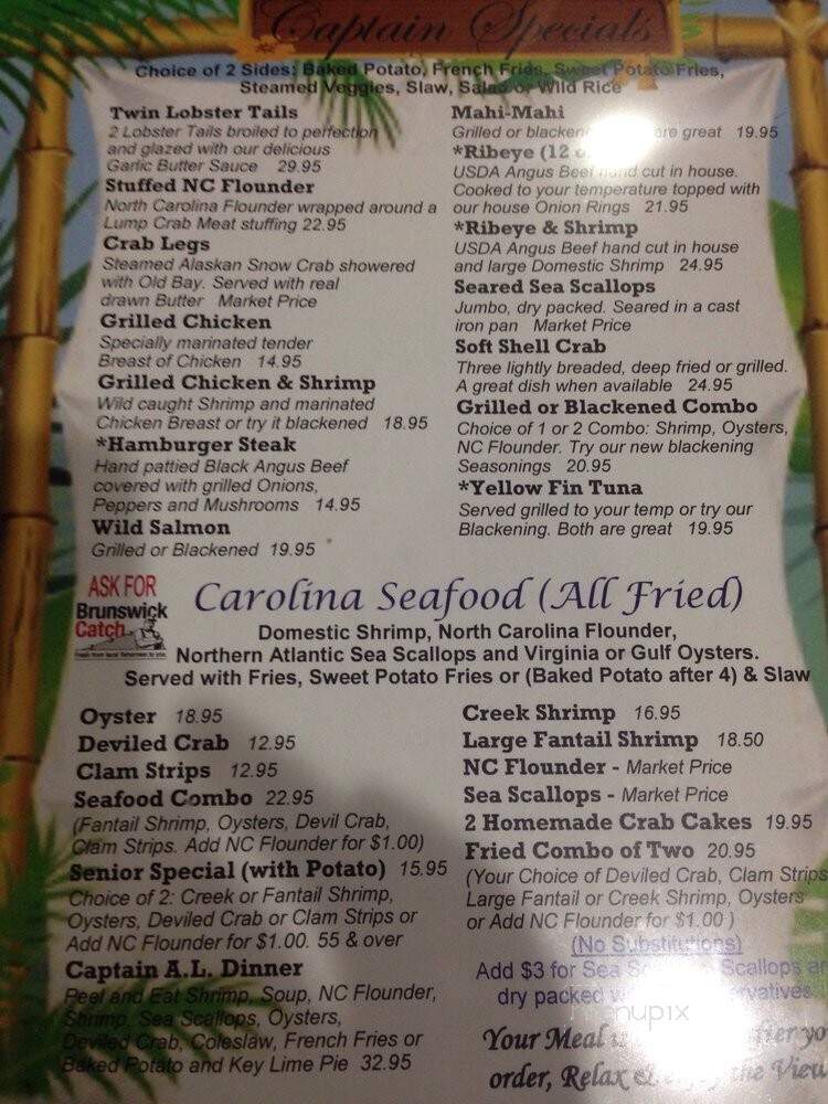 Inlet View Bar Grill - Shallotte, NC menu_pic