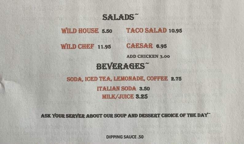 Wildwood Hotel and Restaurant - Willamina, OR menu_pic