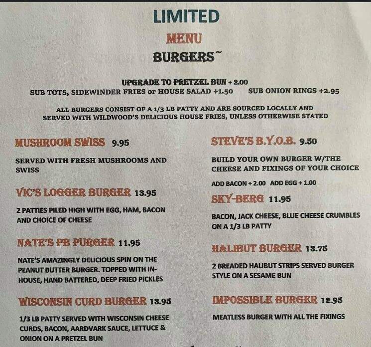 Wildwood Hotel and Restaurant - Willamina, OR menu_pic