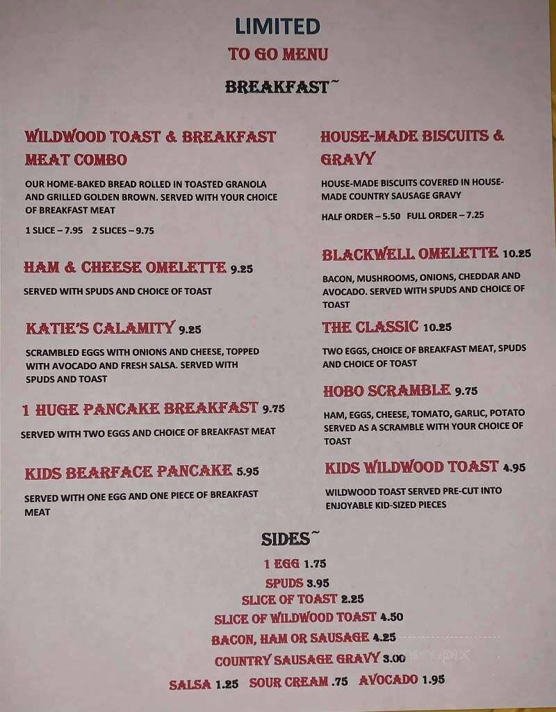Wildwood Hotel and Restaurant - Willamina, OR menu_pic