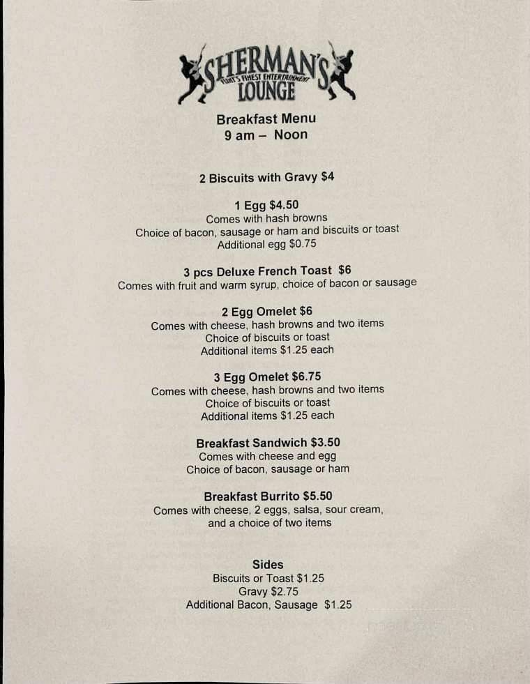 Sherman's Lounge - Flint, MI menu_pic