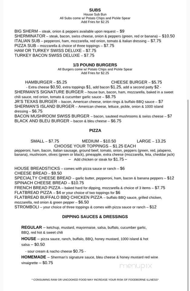 Sherman's Lounge - Flint, MI menu_pic