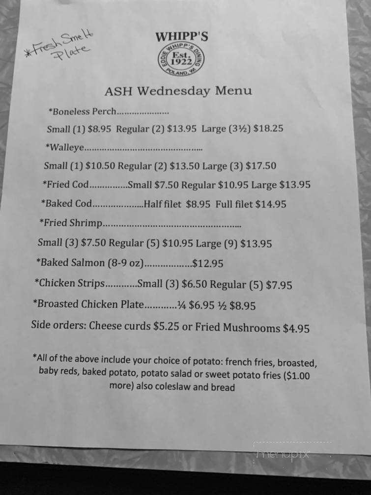 Eddie Whipp's - Green Bay, WI menu_pic