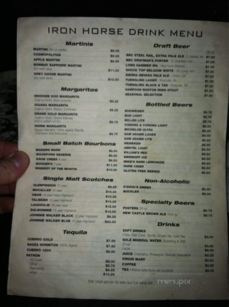 Iron Horse Music Hall - Northampton, MA menu_pic