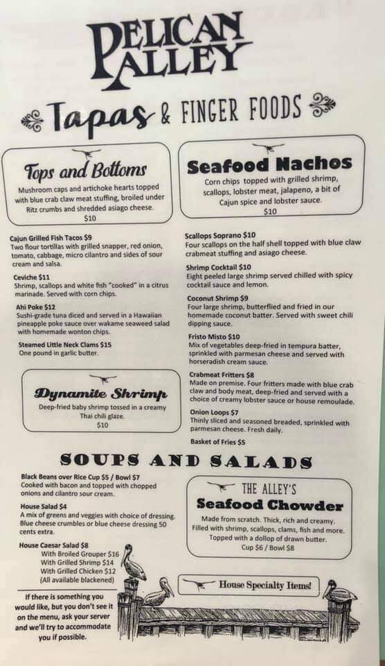 Pelican Alley - Nokomis, FL menu_pic