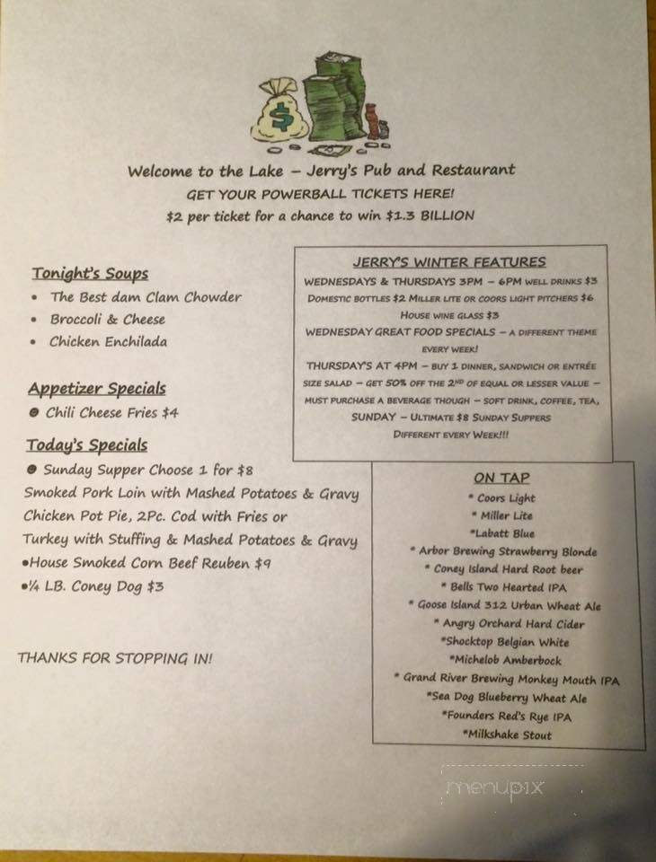 Jerry's Pub & Restaurant - Brooklyn, MI menu_pic