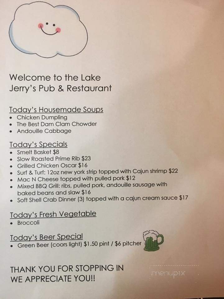 Jerry's Pub & Restaurant - Brooklyn, MI menu_pic