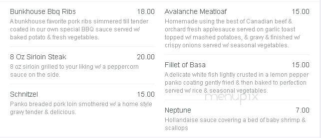 The Bunkhouse Bar Grill - Kelowna, BC menu_pic