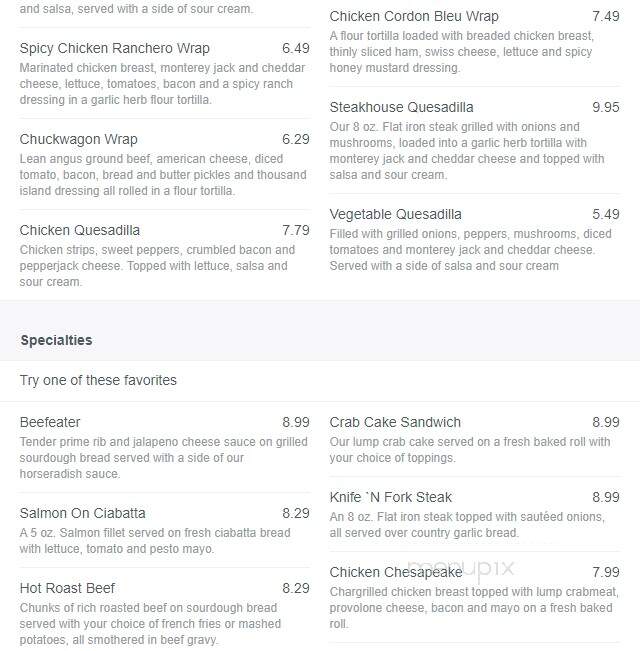 Sand Springs Saloon & Stkhse - Frostburg, MD menu_pic