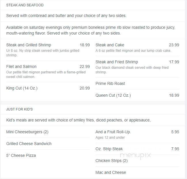 Sand Springs Saloon & Stkhse - Frostburg, MD menu_pic