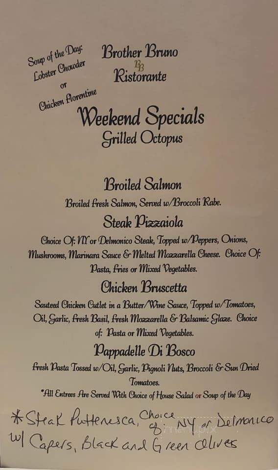 Brother Bruno Pizza Restaurant - Monticello, NY menu_pic