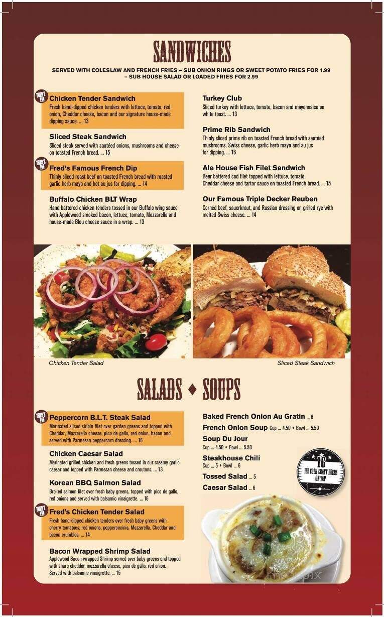 Fred's Inn & Lodge - Norwich, NY menu_pic