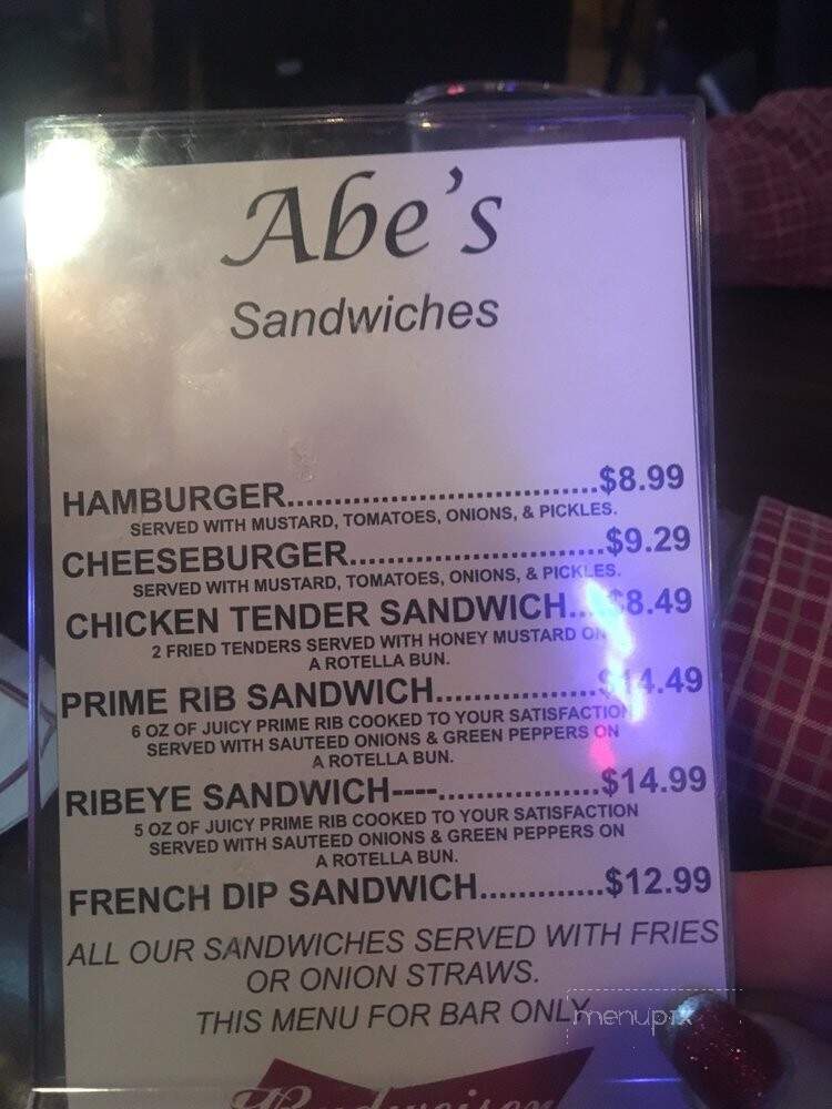 Abe's Rib-Eye Barn - Dyersburg, TN menu_pic