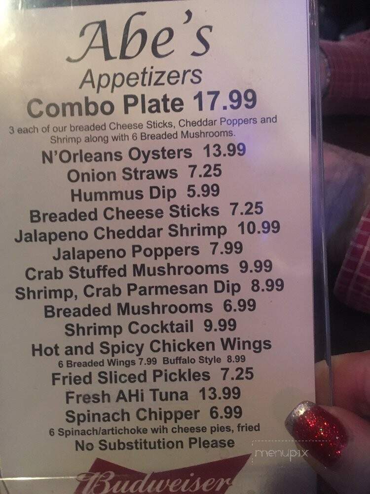 Abe's Rib-Eye Barn - Dyersburg, TN menu_pic