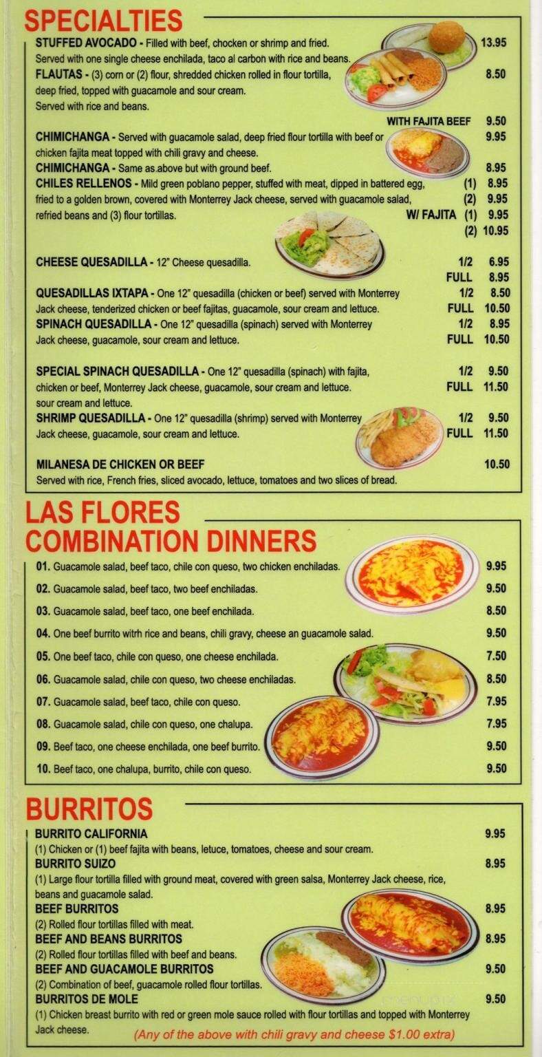 Las Flores Mexican Restaurant Menu in Wallis, TX Order Delivery & Reviews