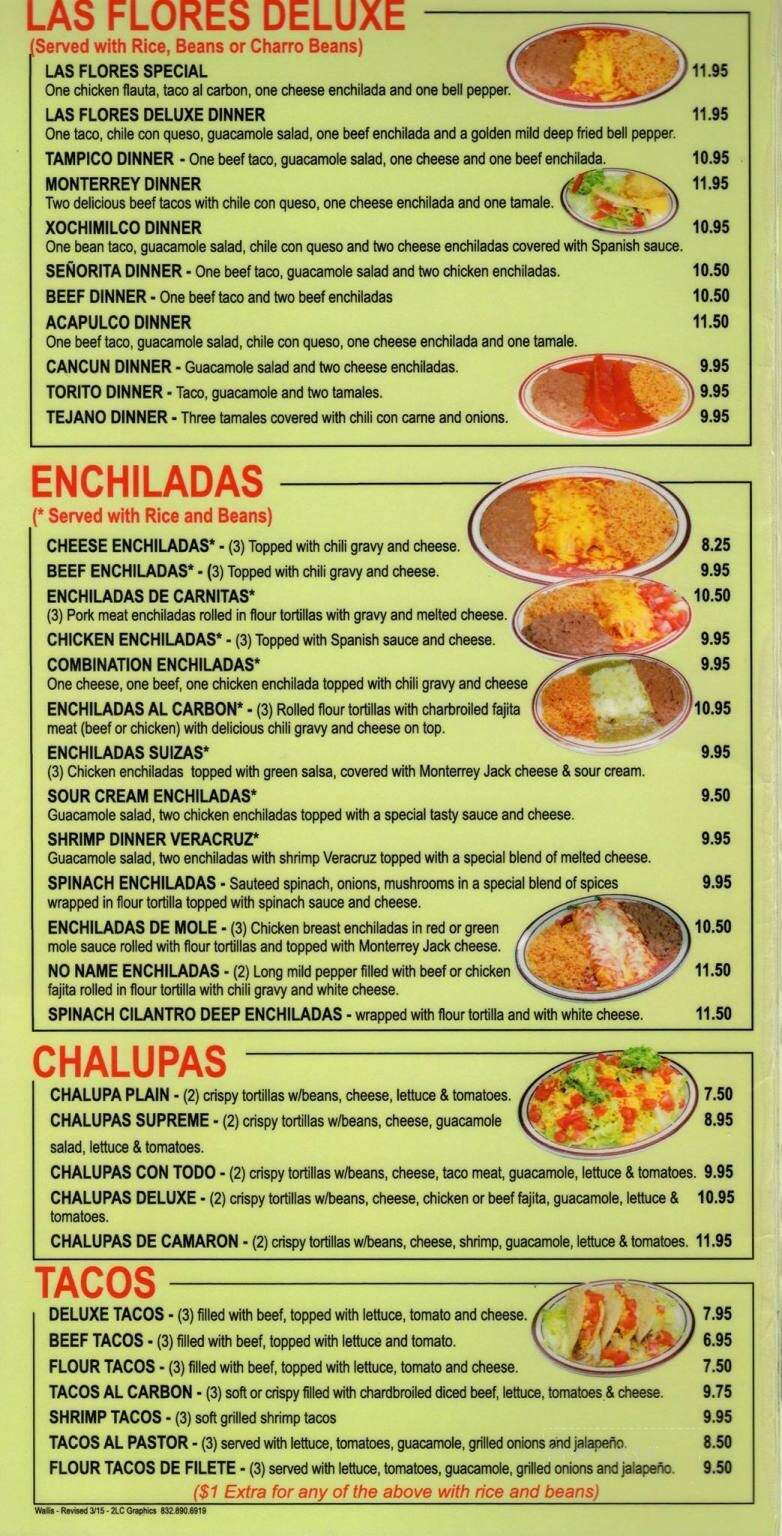 Las Flores Mexican Restaurant - Wallis, TX menu_pic