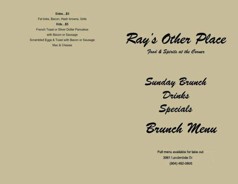 Ray's Other Place - Henrico, VA menu_pic