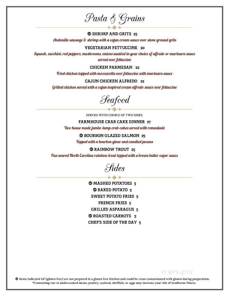 The Farmhouse Restaurant - Christiansburg, VA menu_pic