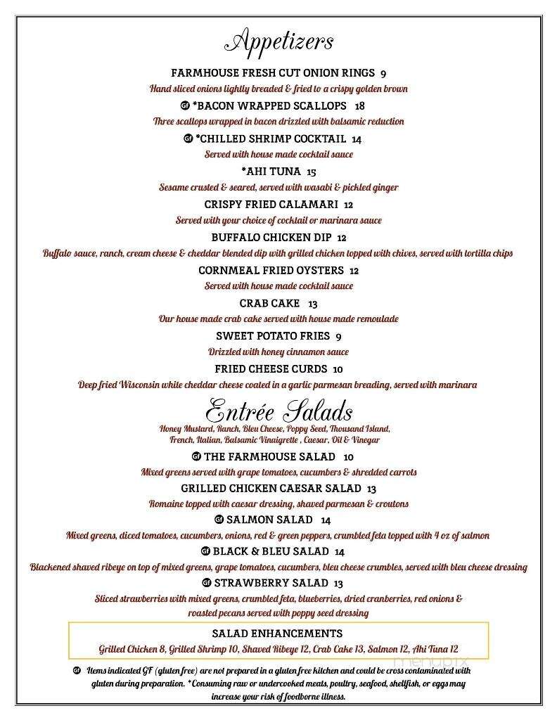 The Farmhouse Restaurant - Christiansburg, VA menu_pic