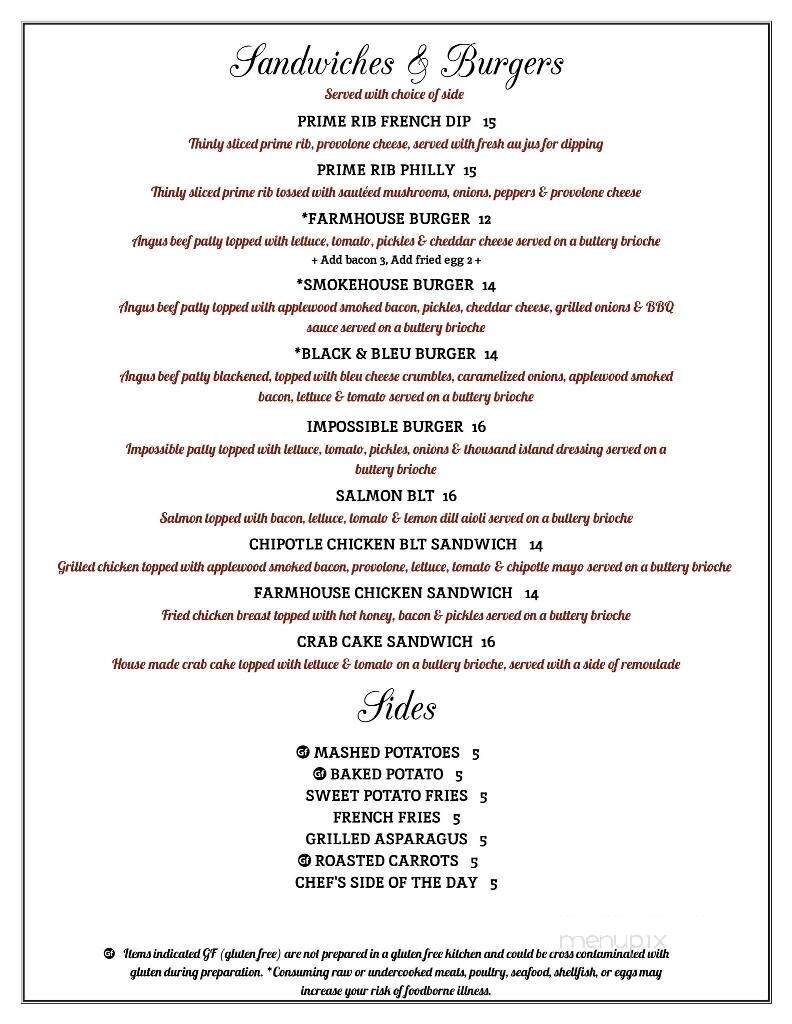 The Farmhouse Restaurant - Christiansburg, VA menu_pic