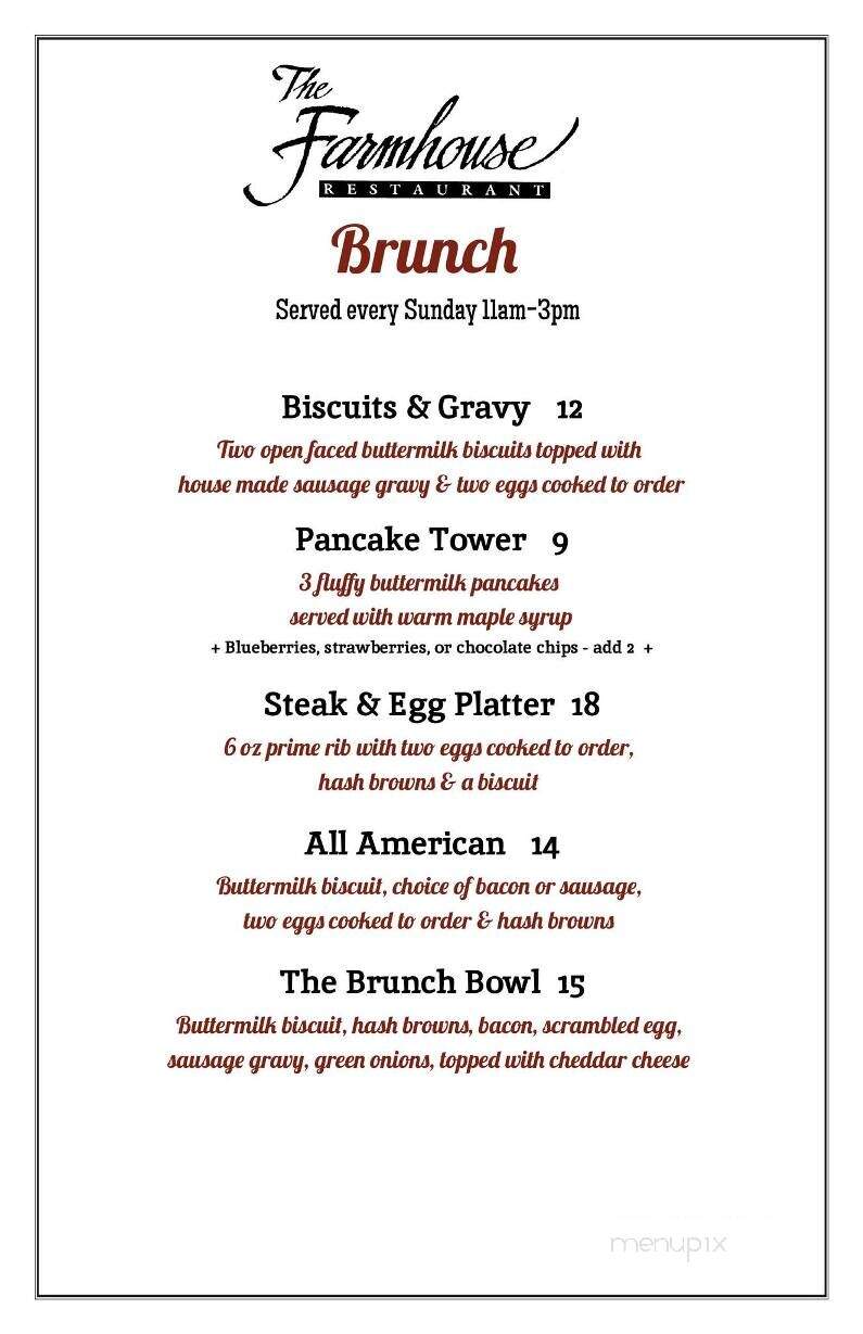 The Farmhouse Restaurant - Christiansburg, VA menu_pic