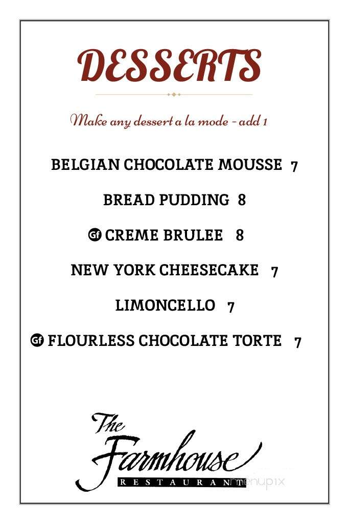 The Farmhouse Restaurant - Christiansburg, VA menu_pic