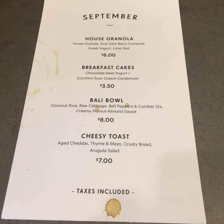 September Surf Cafe - Montreal, QC menu_pic