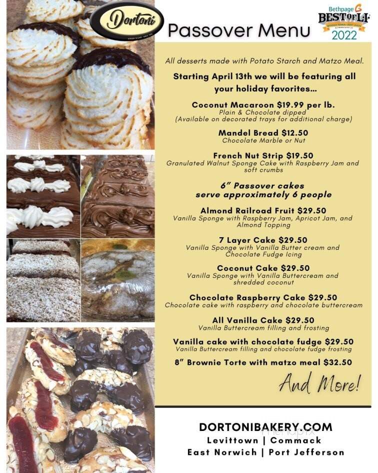 Dortoni Bakery - Commack, NY menu_pic