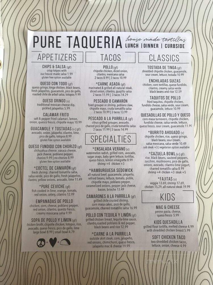 Pure Taqueria - Columbus, GA menu_pic