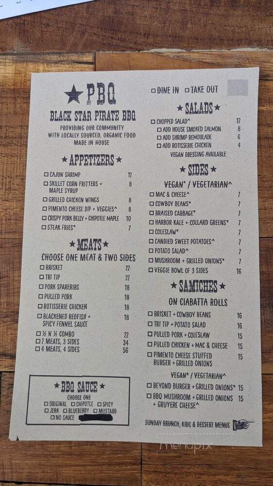 Black Star Pirate BBQ - Richmond, CA menu_pic