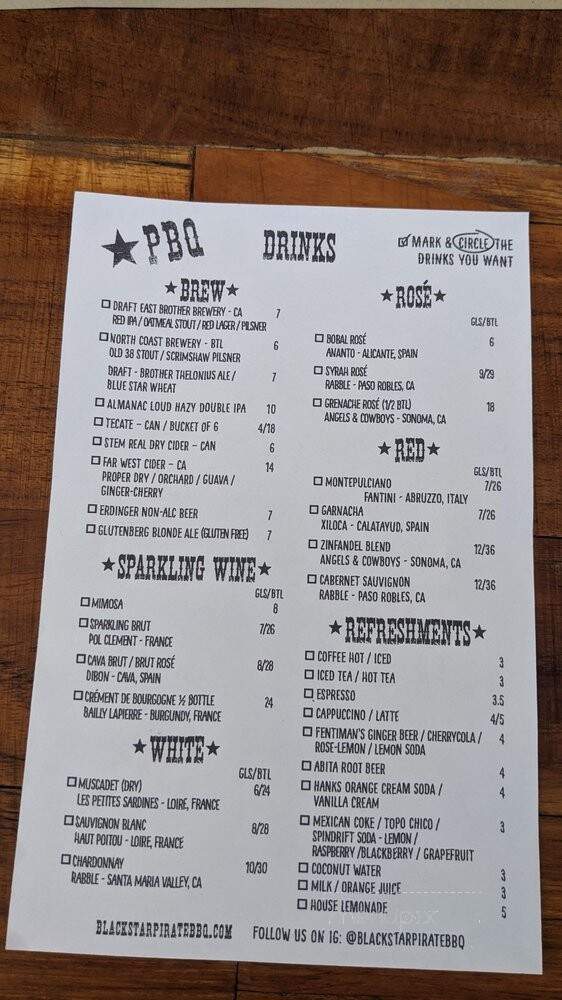 Black Star Pirate BBQ - Richmond, CA menu_pic