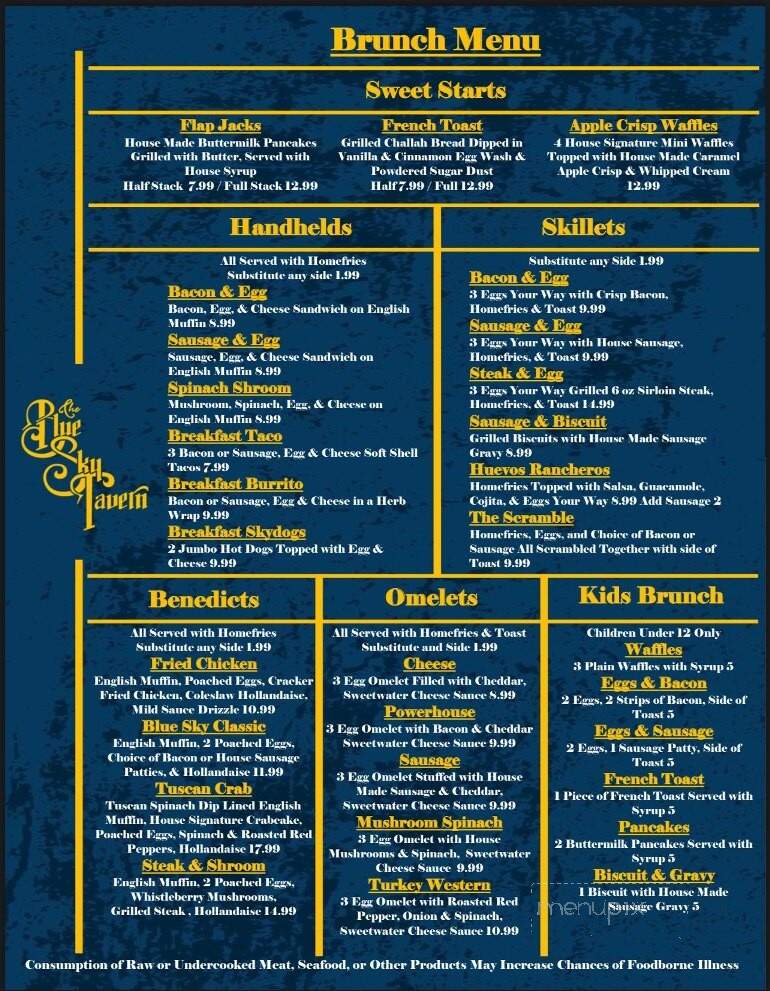 The Blue Sky Tavern - Etters, PA menu_pic