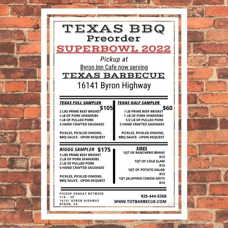 Taste of Texas Barbecue - Byron, CA menu_pic