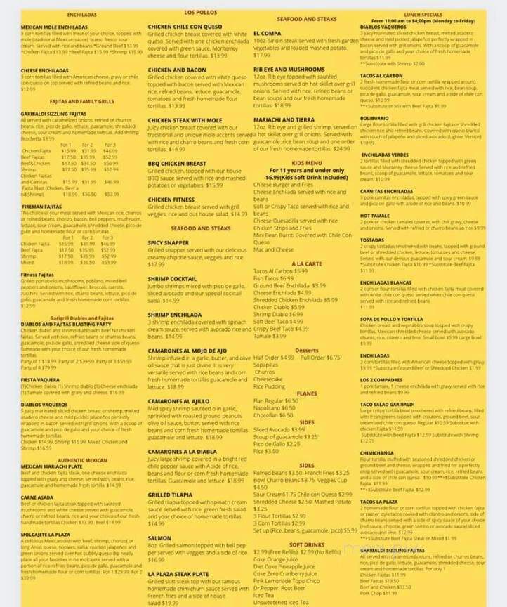 La Plaza Garibaldi Restaurant - Port Arthur, TX menu_pic