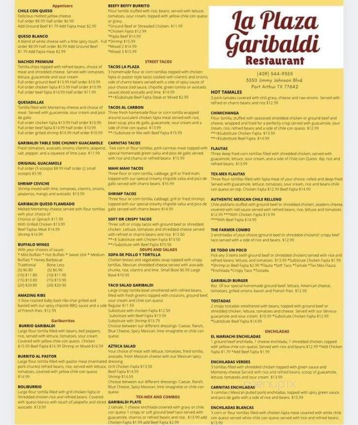 La Plaza Garibaldi Restaurant - Port Arthur, TX menu_pic