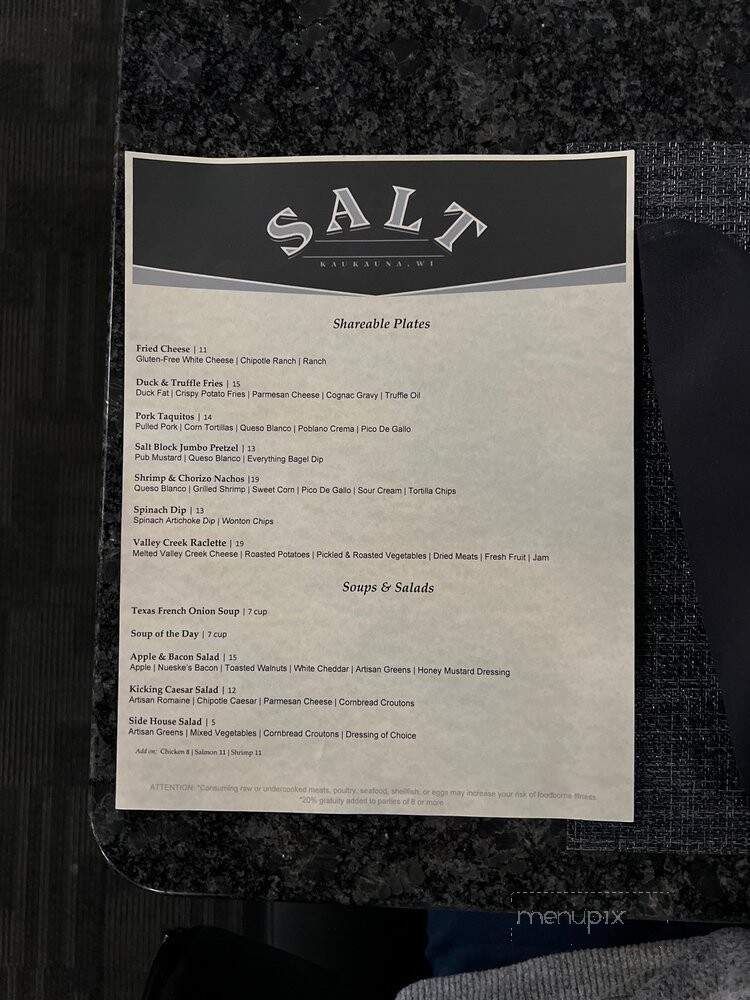 Salt Fine Dining - Kaukauna, WI menu_pic