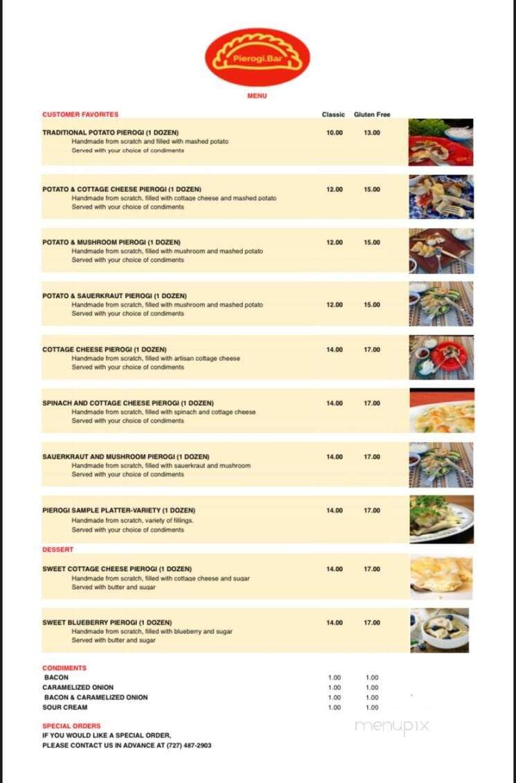 Pierogi Bar - St. Petersburg, FL menu_pic