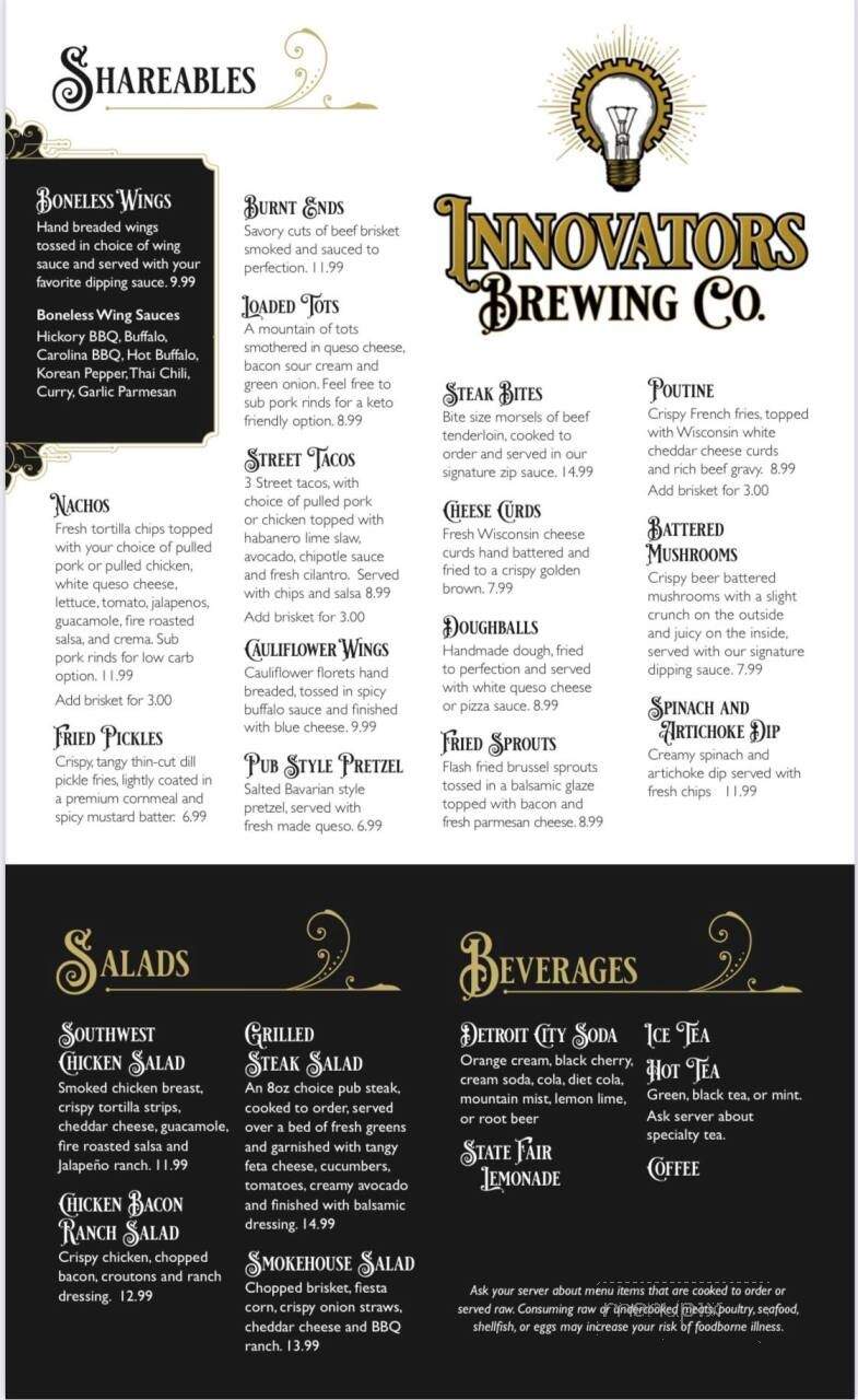 Innovation Beerworks - Richville, MI menu_pic