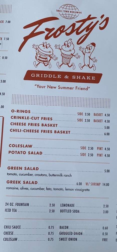 Frosty's Griddle and Shake - St. Simons Island, GA menu_pic