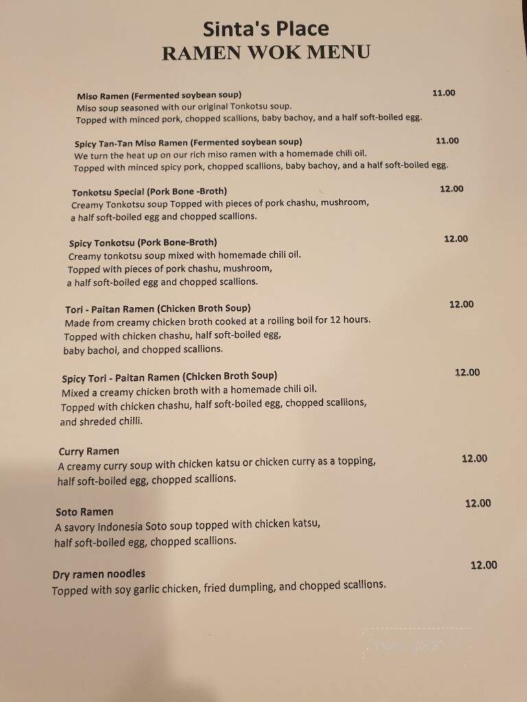 Sinta's Place - Morristown, TN menu_pic