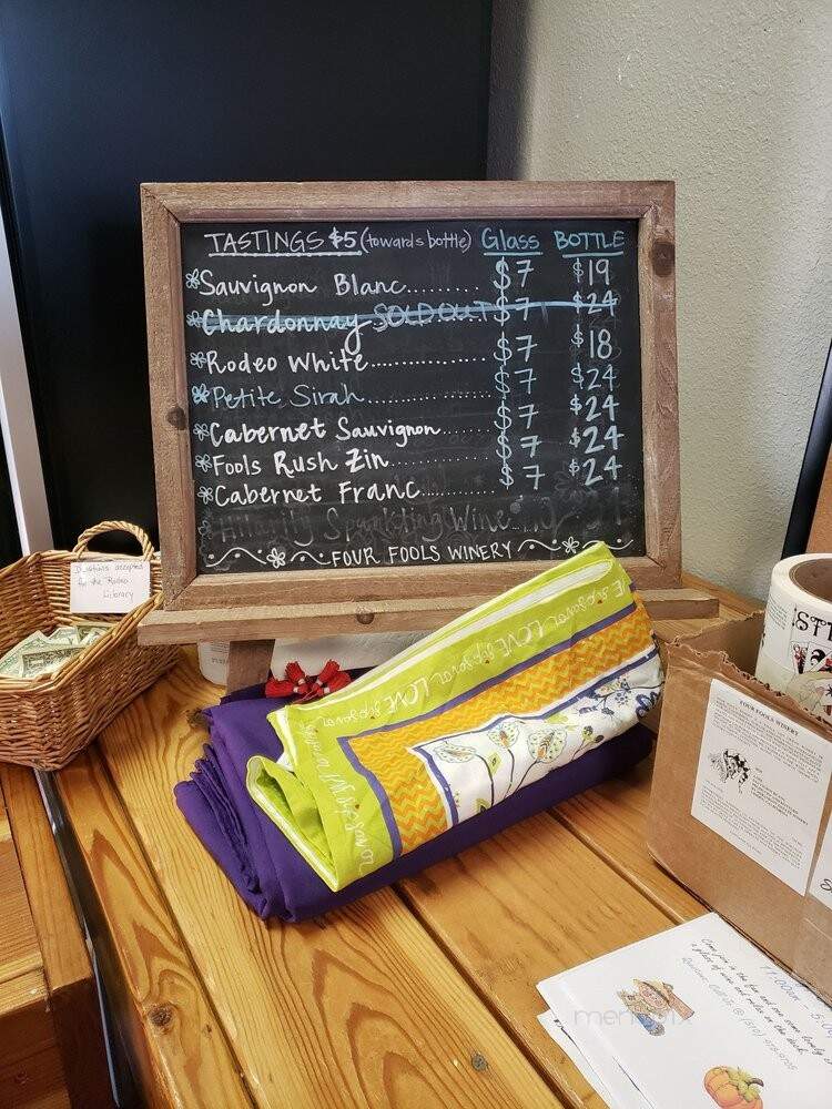 Four Fools Winery - Rodeo, CA menu_pic