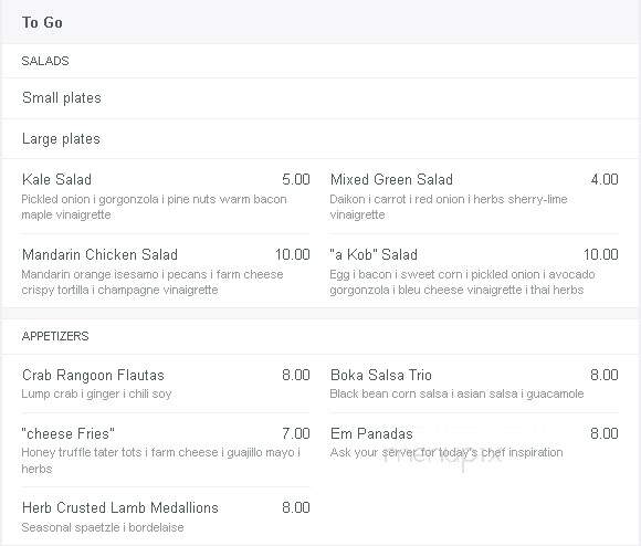 Boka Truck - Richmond, VA menu_pic