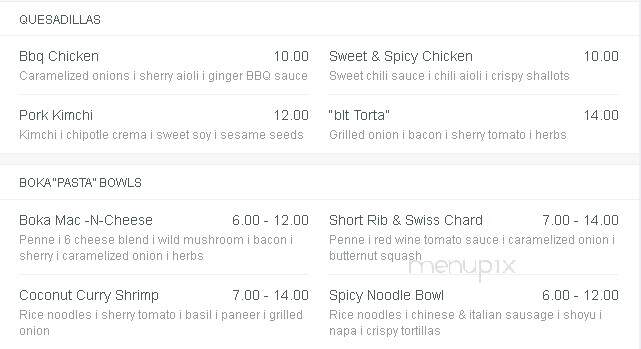 Boka Truck - Richmond, VA menu_pic