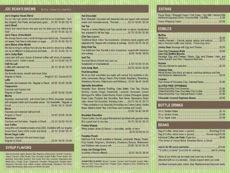 Joe Beans - Lynchburg, VA menu_pic