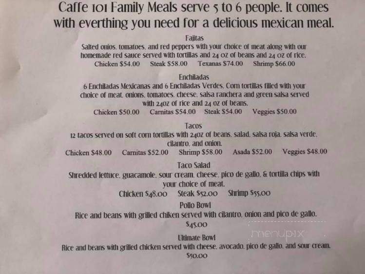 Caffe 101 - Boiling Springs, PA menu_pic