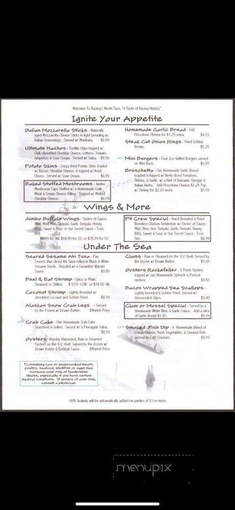 Racing's North Turn - Port Orange, FL menu_pic