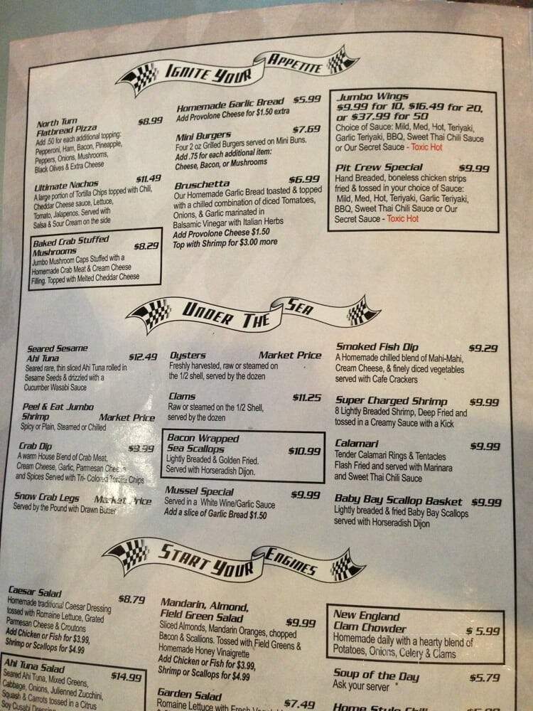 Racing's North Turn - Port Orange, FL menu_pic