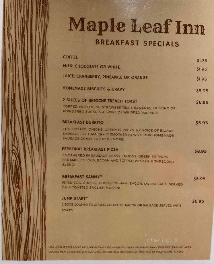 Maple Leaf Inn - Vermontville, MI menu_pic